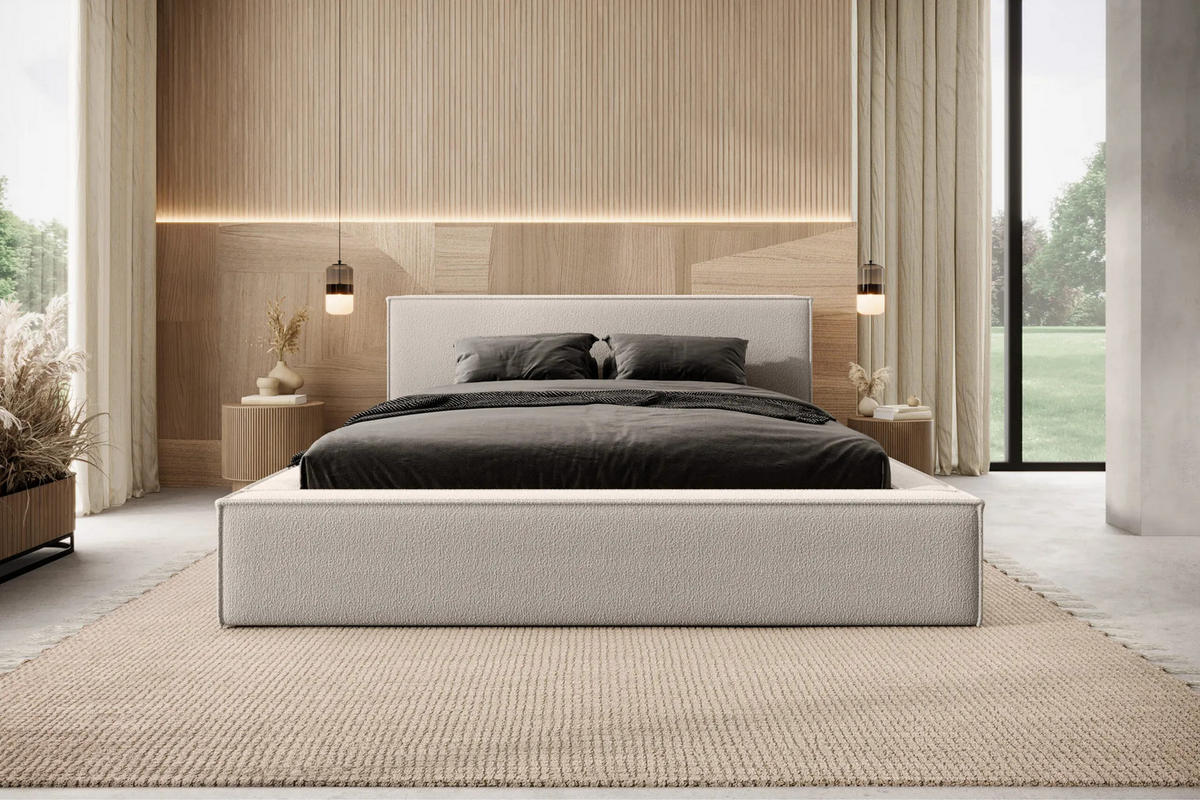 POLSTERBETT Mendocino 200x200 cm, Beige - Beige, Textil (200/200cm) - Fedve