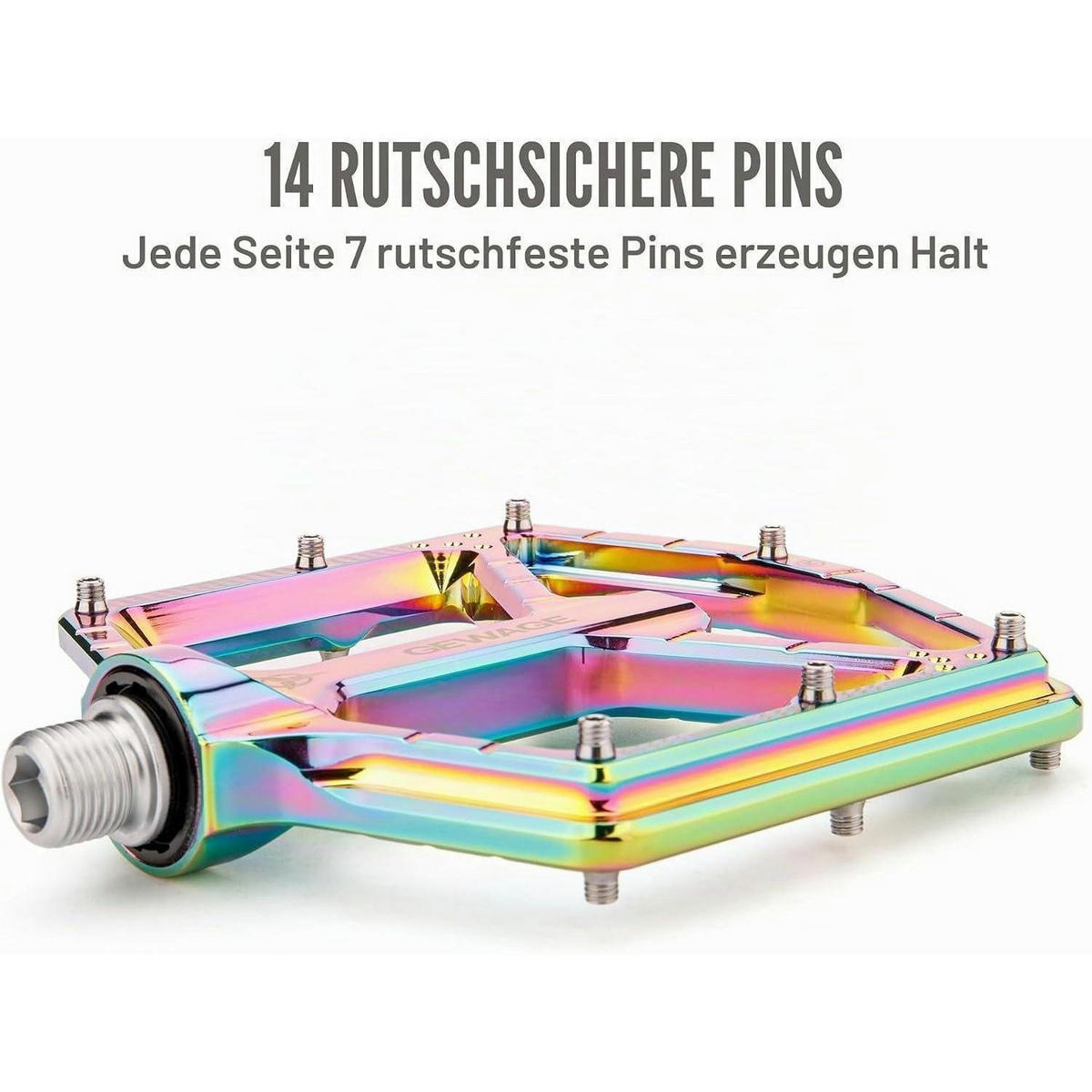 FAHRRADPEDALE CNC-Aluminium Rainbow Glossy 14 Pins - Multicolor, Metall (11/1.5/12cm)