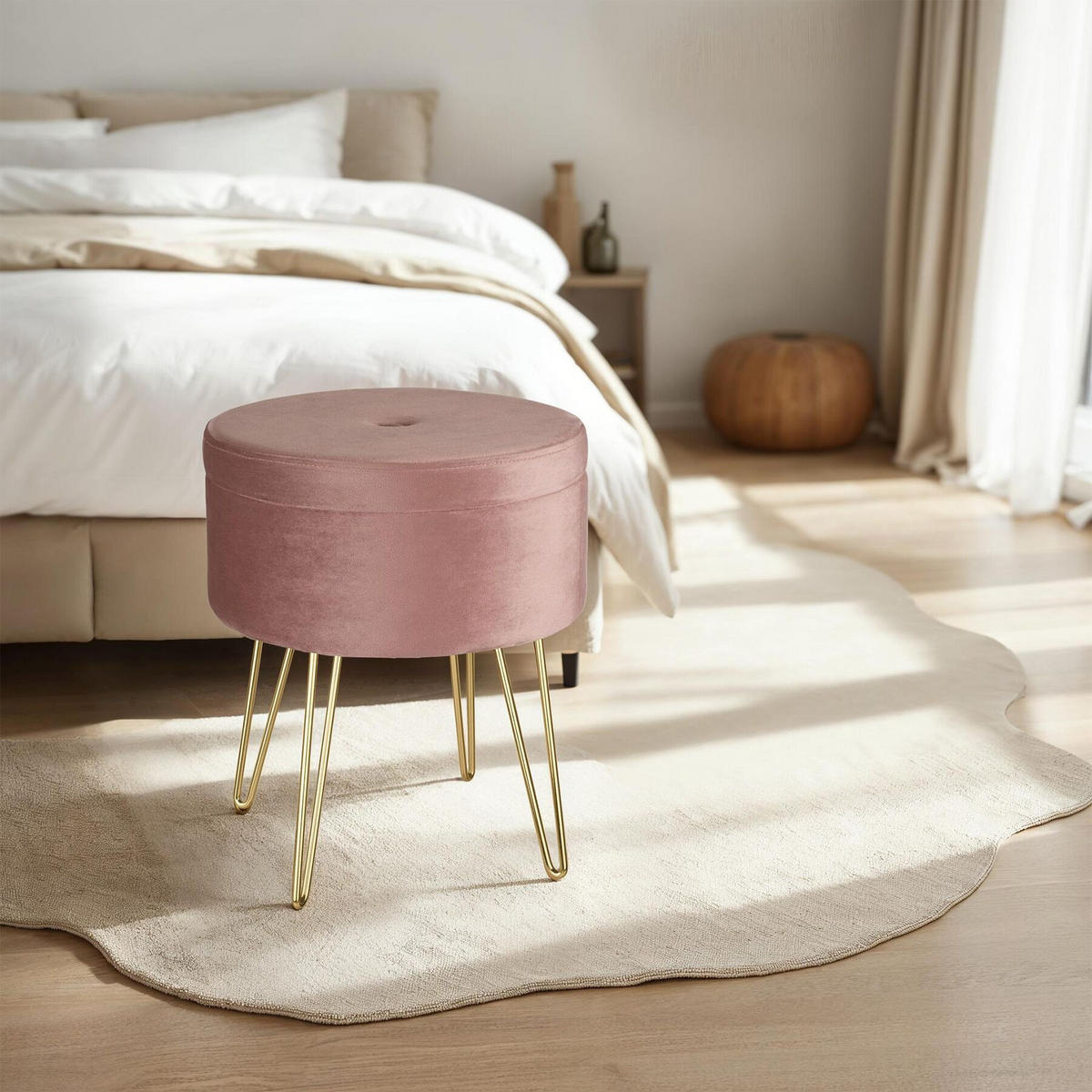 SITZHOCKER mit Stauraum Ava,37,5 x 44,5 cm,rosa - Rosa, Holz (37.5/44.5/37.5cm) - tectake