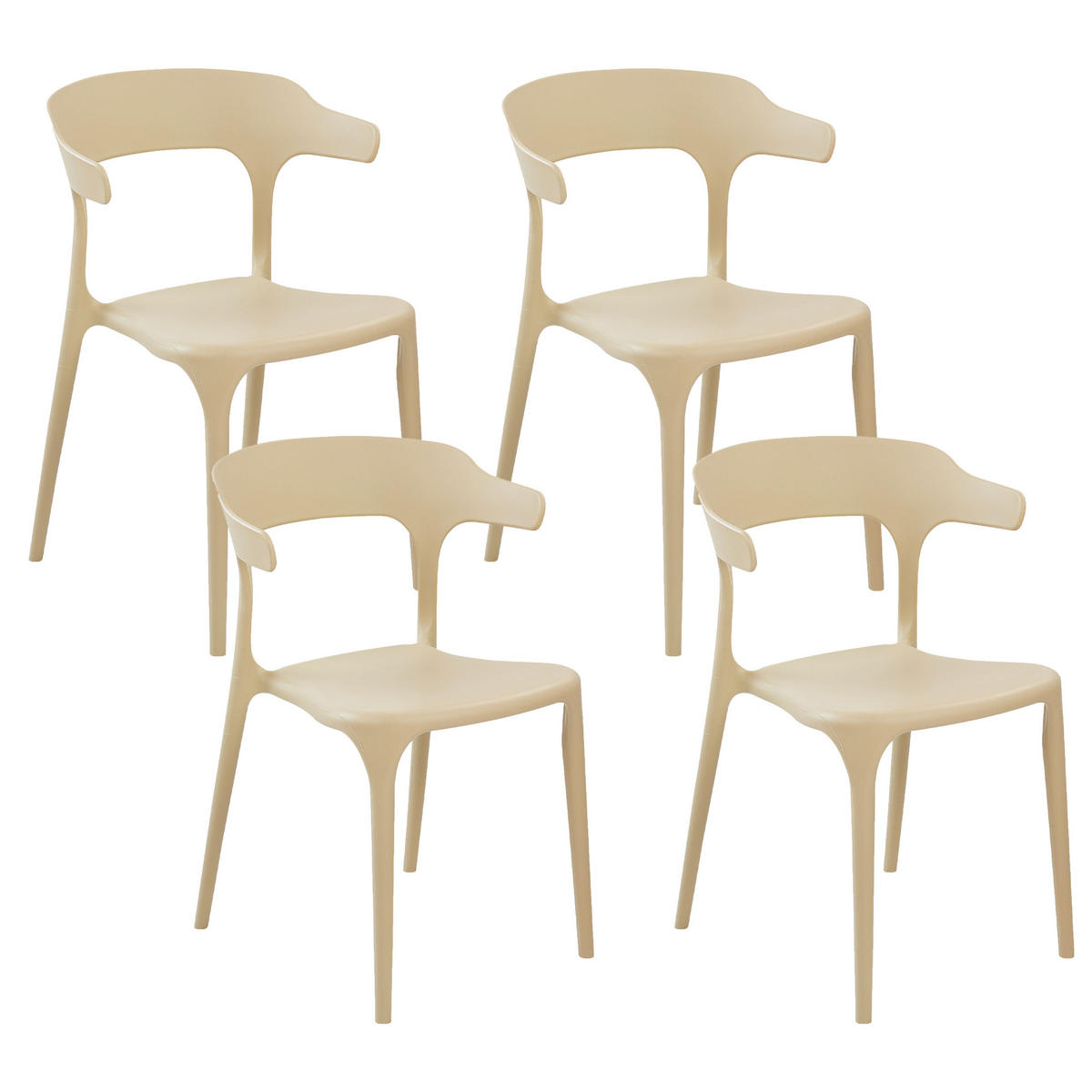 GARTENSTÜHLE 4er-Set Kunststoff sandbeige Gubbio - Beige, Kunststoff (50/76/49cm) - Beliani