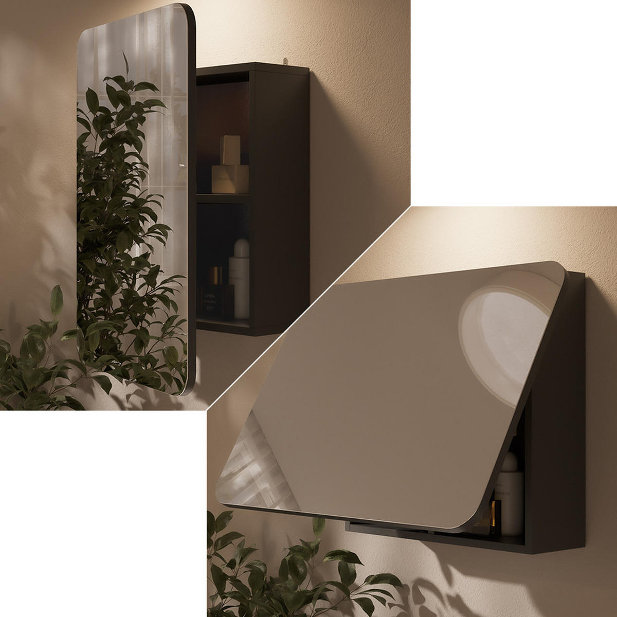 KOUPELNOVÁ ZRCADLOVÁ SKŘÍŇKA Zino Antracit - antracitová, kompozitní dřevo (70/50/17.4cm) - Vicco