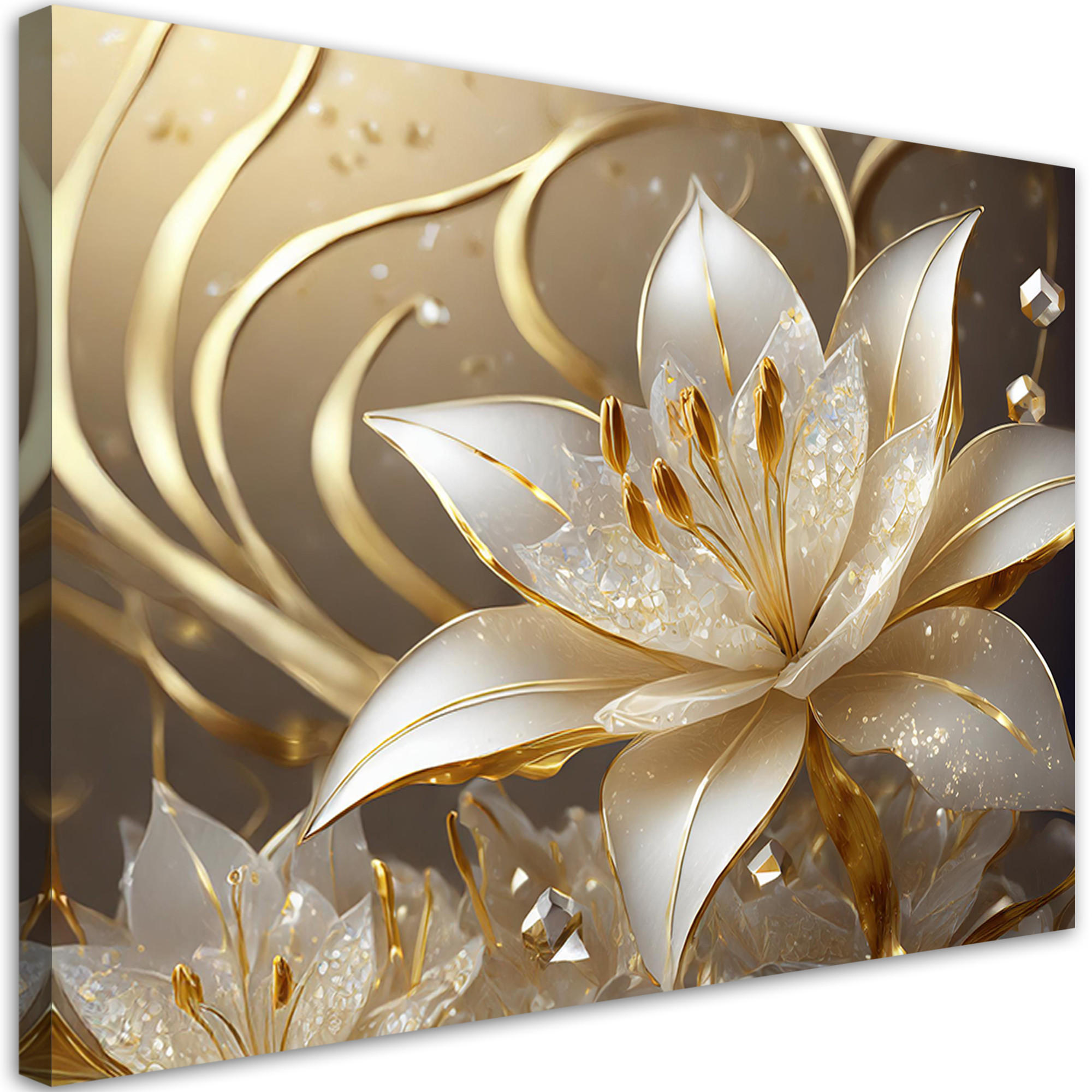 WANDBILD glamour blume - Goldfarben, Textil (60/40cm) - Feeby
