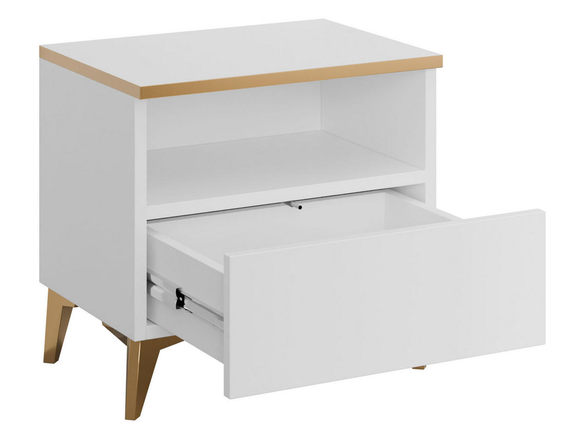 NACHTTISCH Alrik 1SZ - Goldfarben/Weiß, Holzwerkstoff/Kunststoff (50/50/40cm) - MIRJAN24