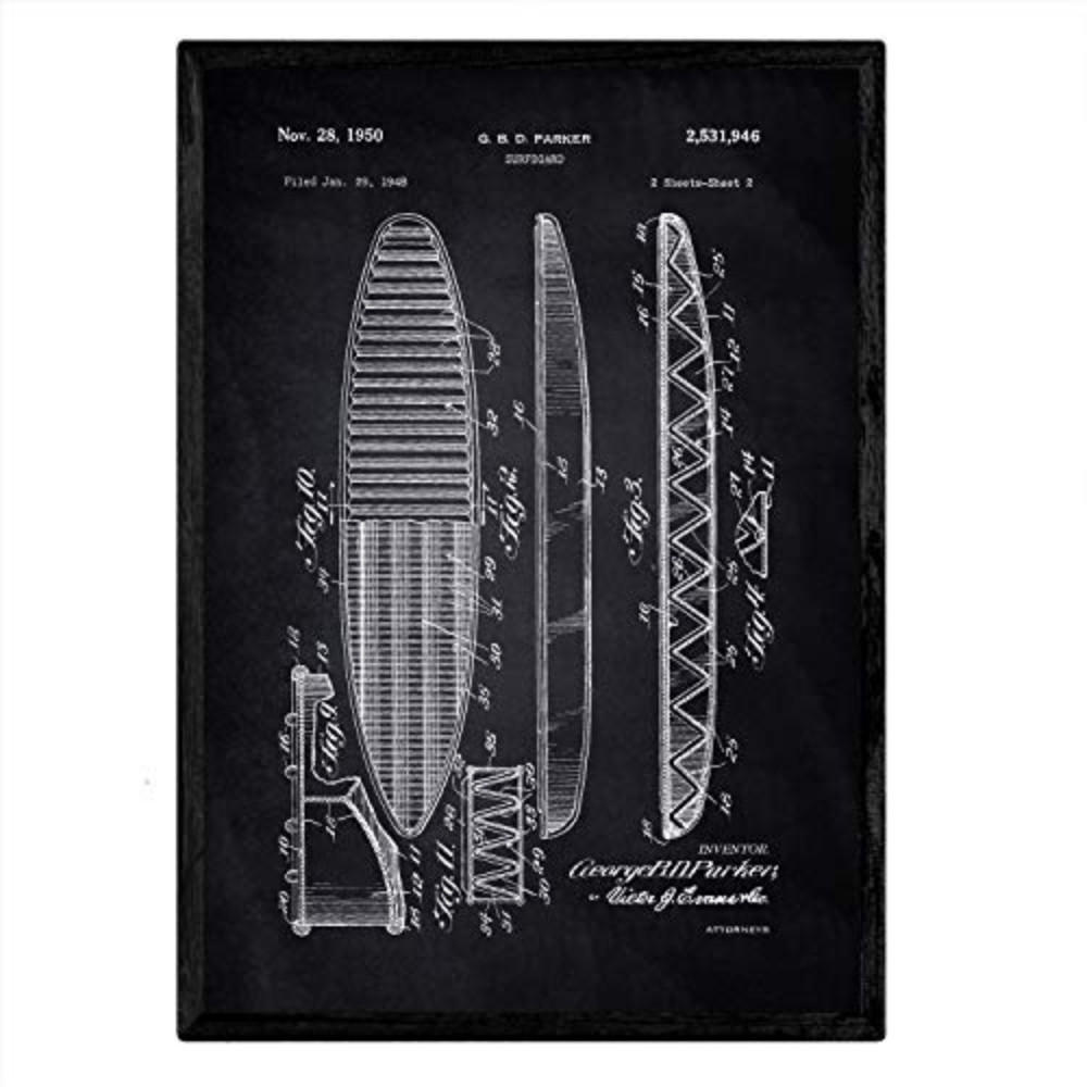 POSTER Surfbrett Patent A3 Rahmenlos - Klar, Papier (29.7/5/42cm) - Nacnic