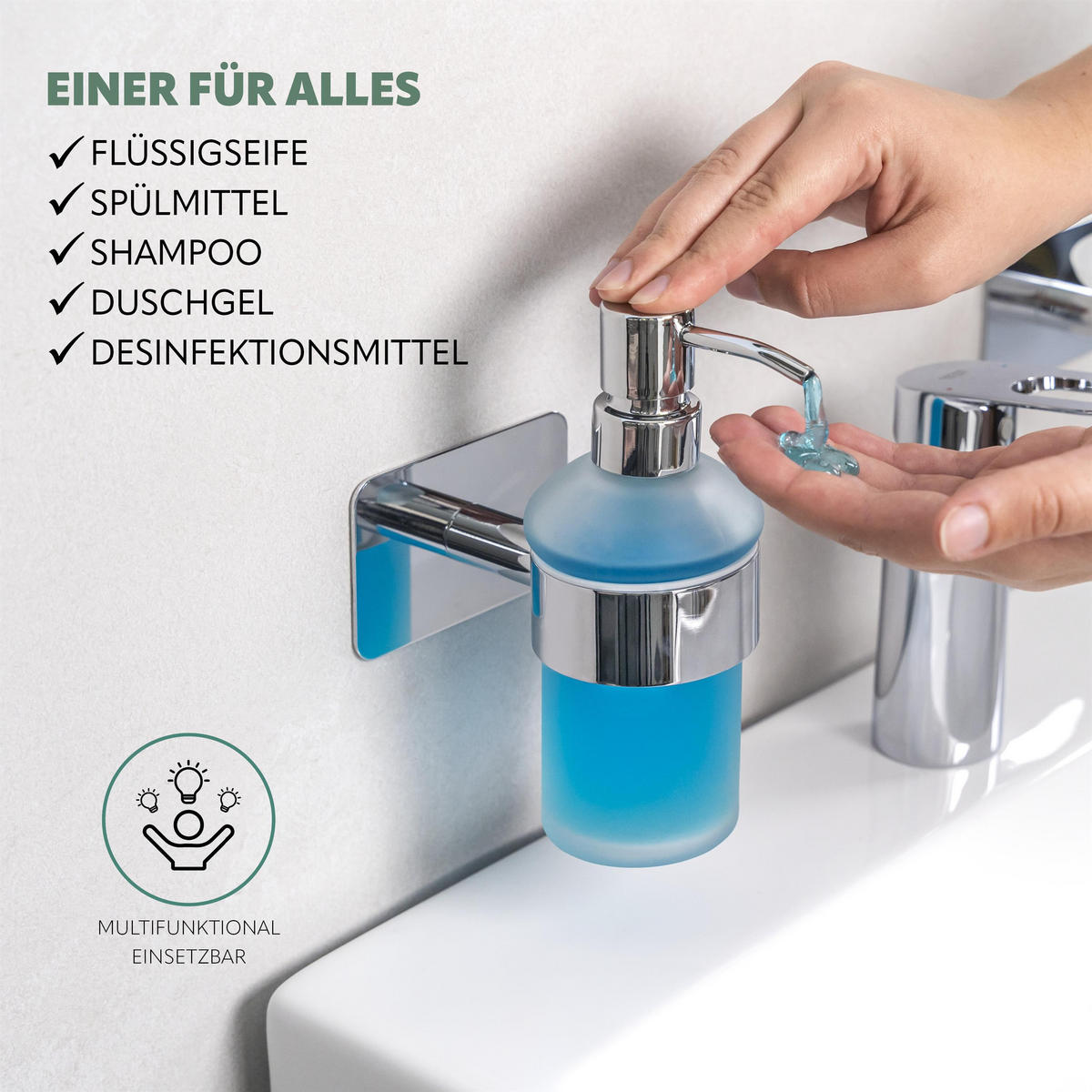 SEIFENSPENDERKOPF 2er Set LUCENTE - Chromfarben, Metall (6.7/16.5/3.1cm) - bremermann