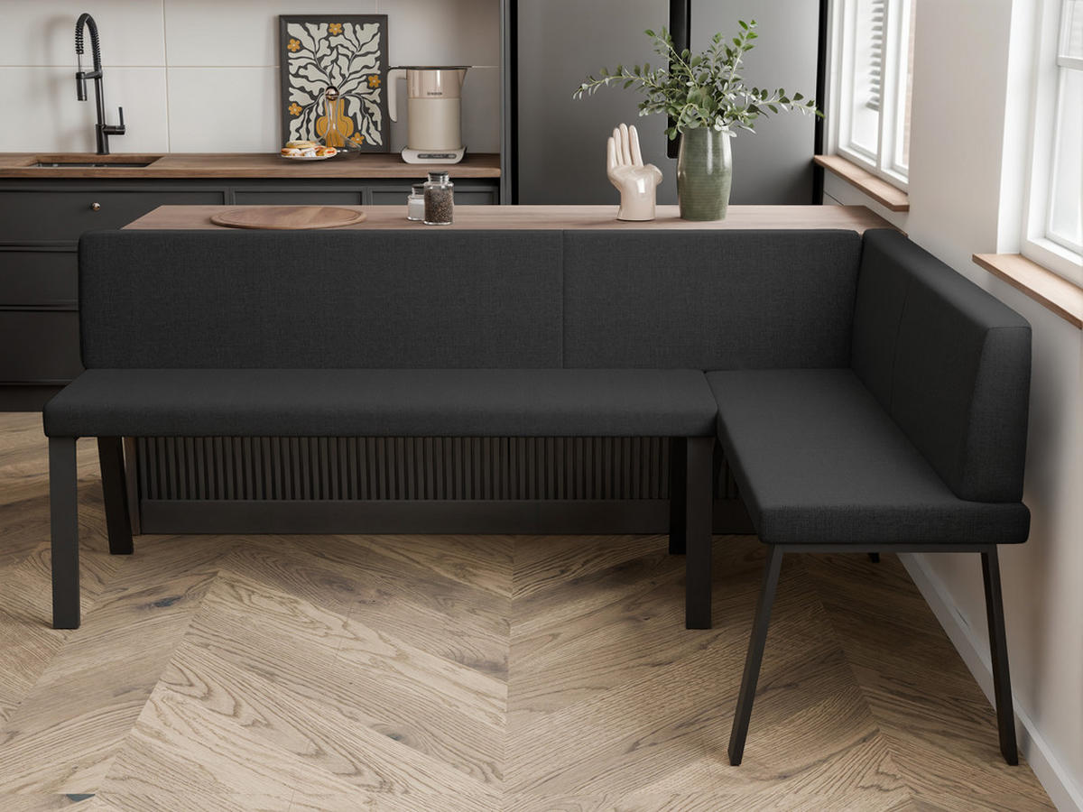 ECKBANK rechts MONO Y Webstoff glatt, 142/196 cm Anthrazit - Anthrazit, Textil/Metall (142/196cm) - Idohome