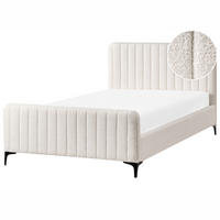 BETT mit Lattenrost 120/200 cm Cremeweiß Lunan - Schwarz/Weiß, Textil (120/200cm) - Beliani