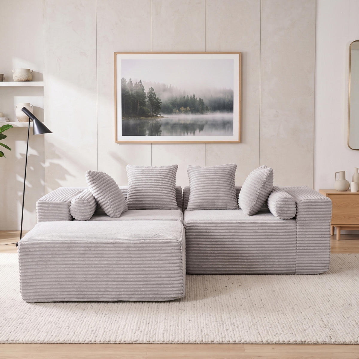 SOFA modular L-Form Grau - Grau, Kunststoff (110.02/266cm) - Meubliv
