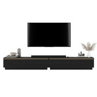 TV-LOWBOARD 2-er Set Selene Schwarz matt geriffelte Fronten 140 cm - Schwarz, Holzwerkstoff (280/37/35cm) - Meble Lindner