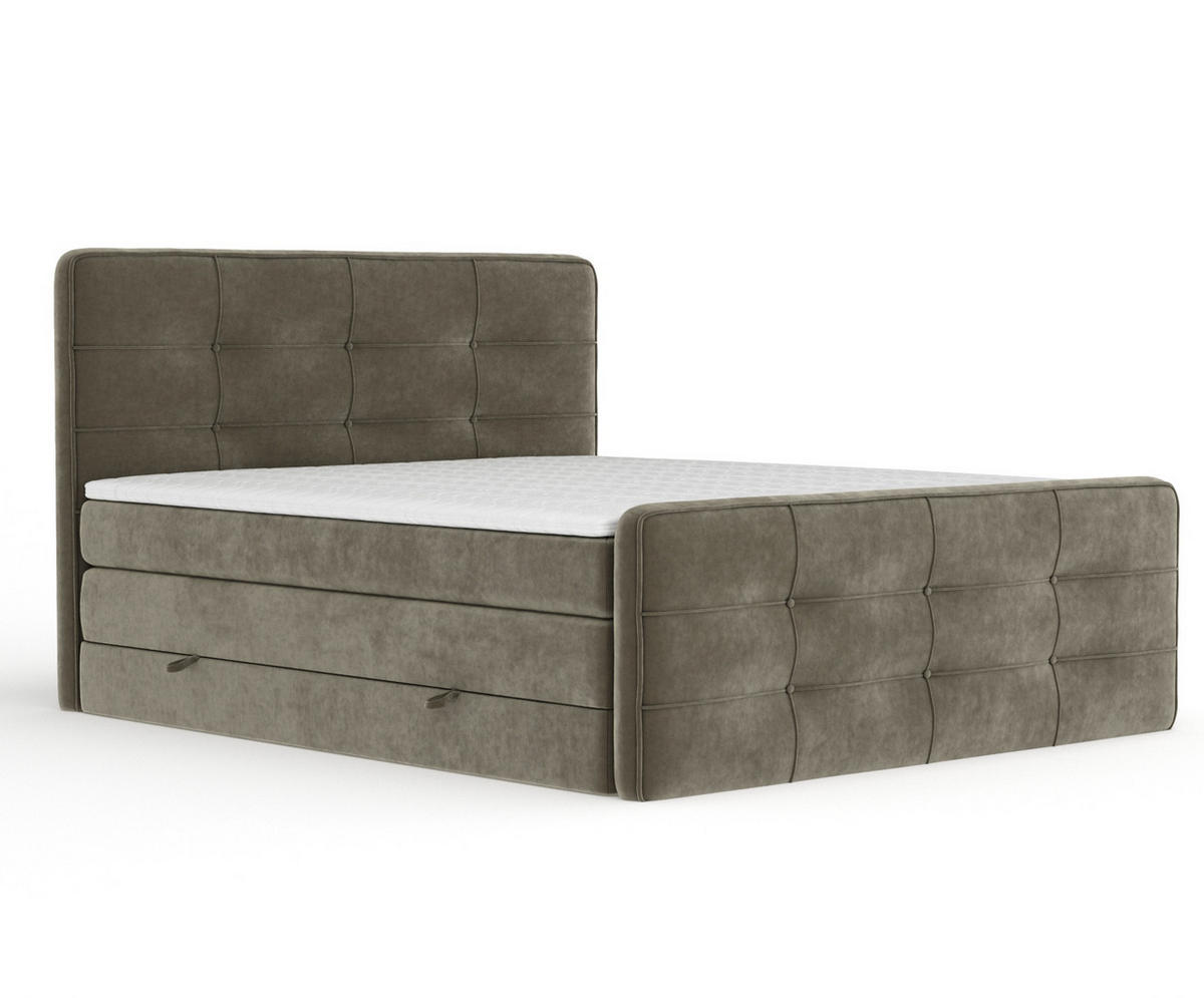 BOXSPRINGBETT Semplice Taupe 140/200 cm - Taupe/Schwarz, Holz/Holzwerkstoff (140/200cm) - Maison de Reve