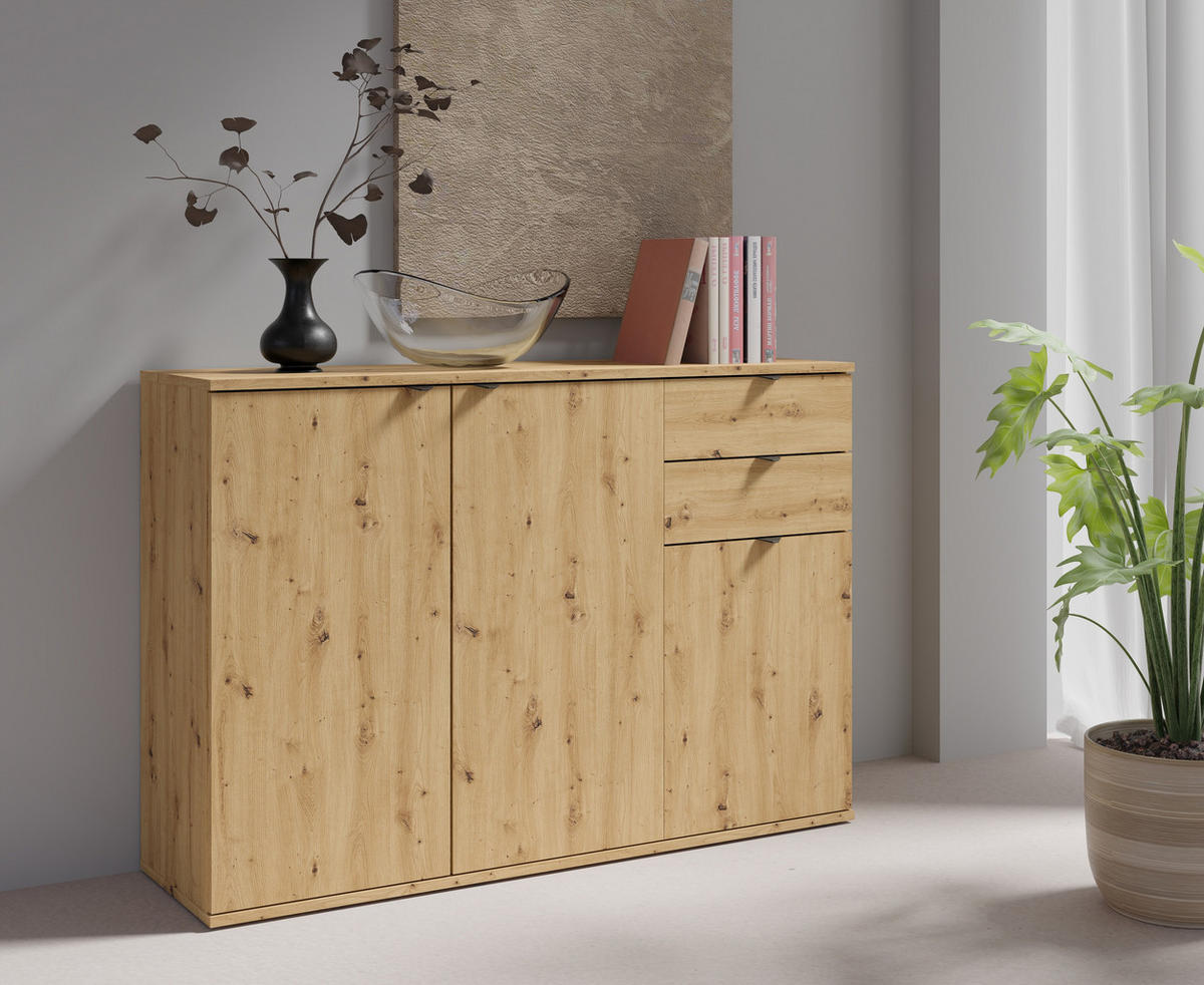 KOMMODE Eiche Artisan 120/82,5/35 - Eiche Artisan, Holzwerkstoff (120/83/35cm) - RAUMHIRSCH FURNITURE