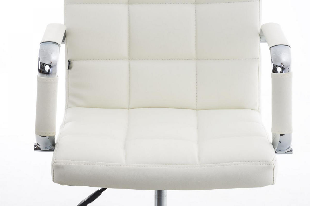 DREHSTUHL Lederlook weiß - Chromfarben/Weiß, Textil/Metall (54/92/59cm) - CLP
