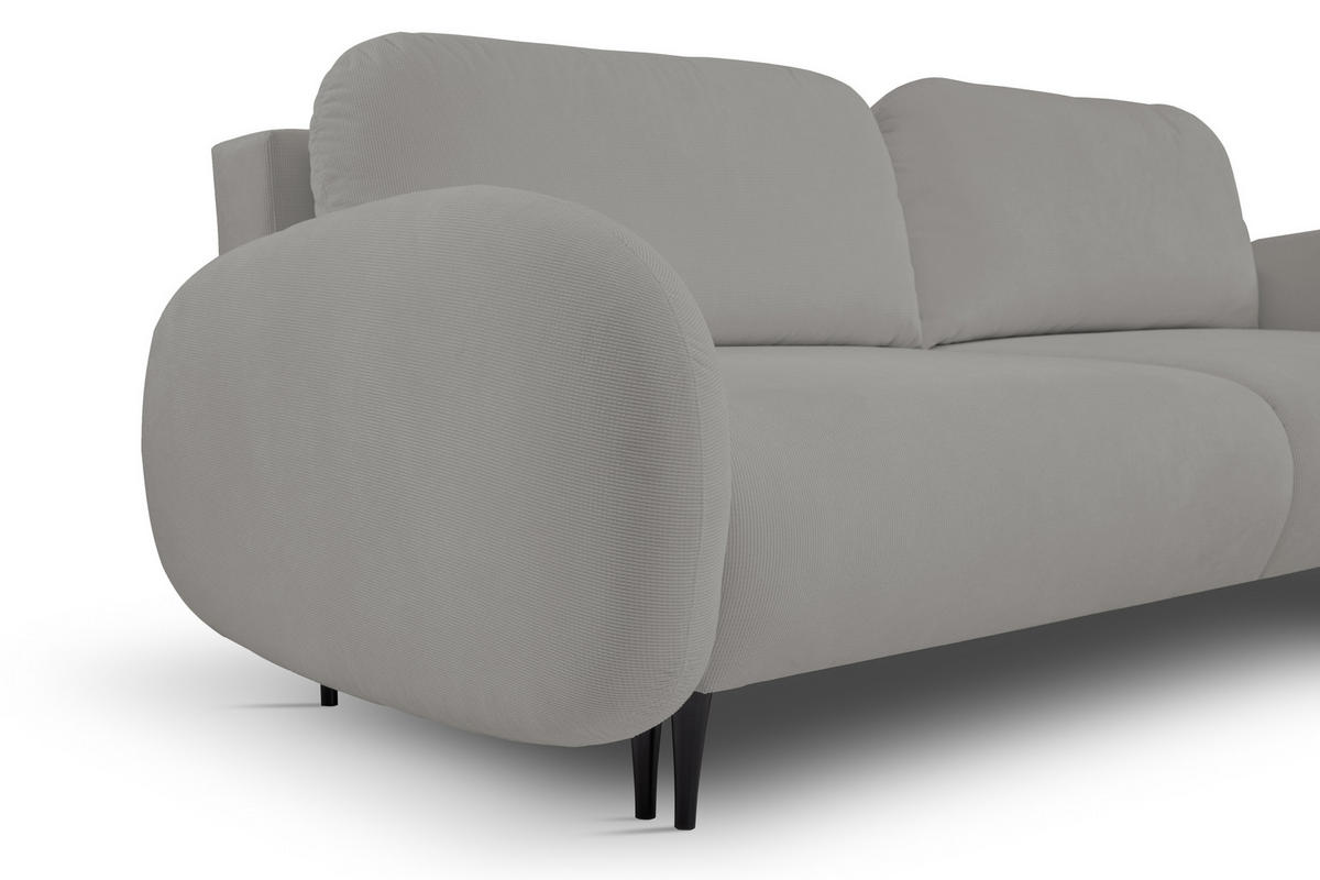 SOFA SOFT RunAgin Mit Schlaffunktion Und Bettkasten, PUR-Schaum, Schwarze Kunststofffüße, lose Rückenkissen, freistehend, 232x109x95 cm Grey - Grau, Holz/Textil (232/95/109cm) - DomoHome