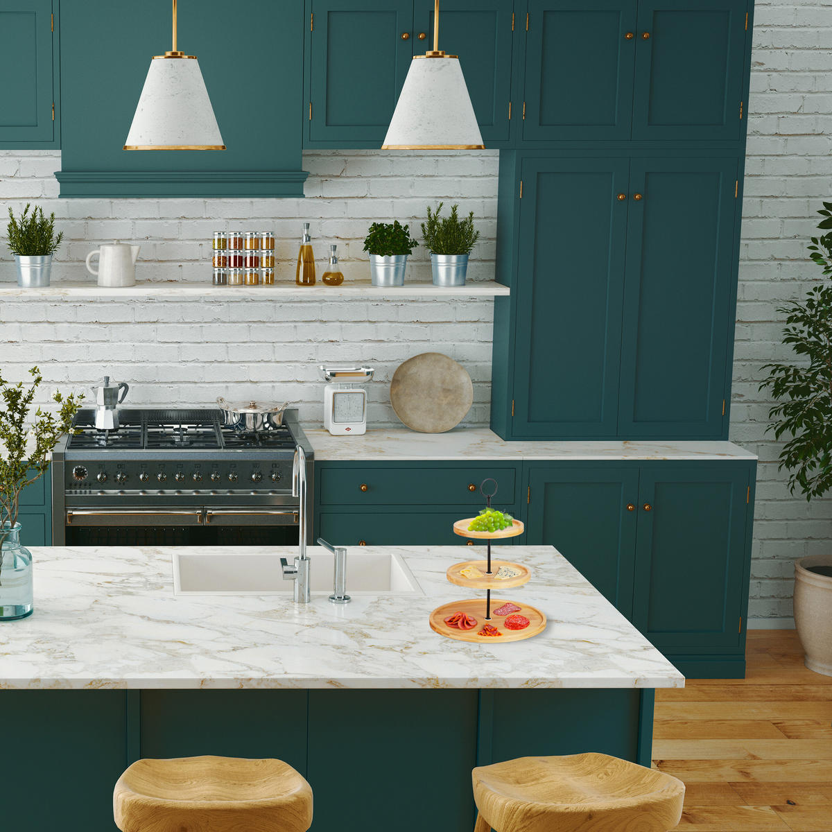 ETAGERE - Hellbraun, Holz/Metall (28/36cm) - Relaxdays