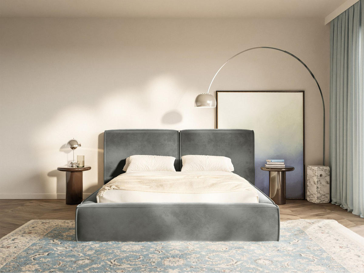 POLSTERBETT Tilves Grau 200x200 cm - Schwarz/Grau, Kunststoff/Textil (200/200cm) - Selsey