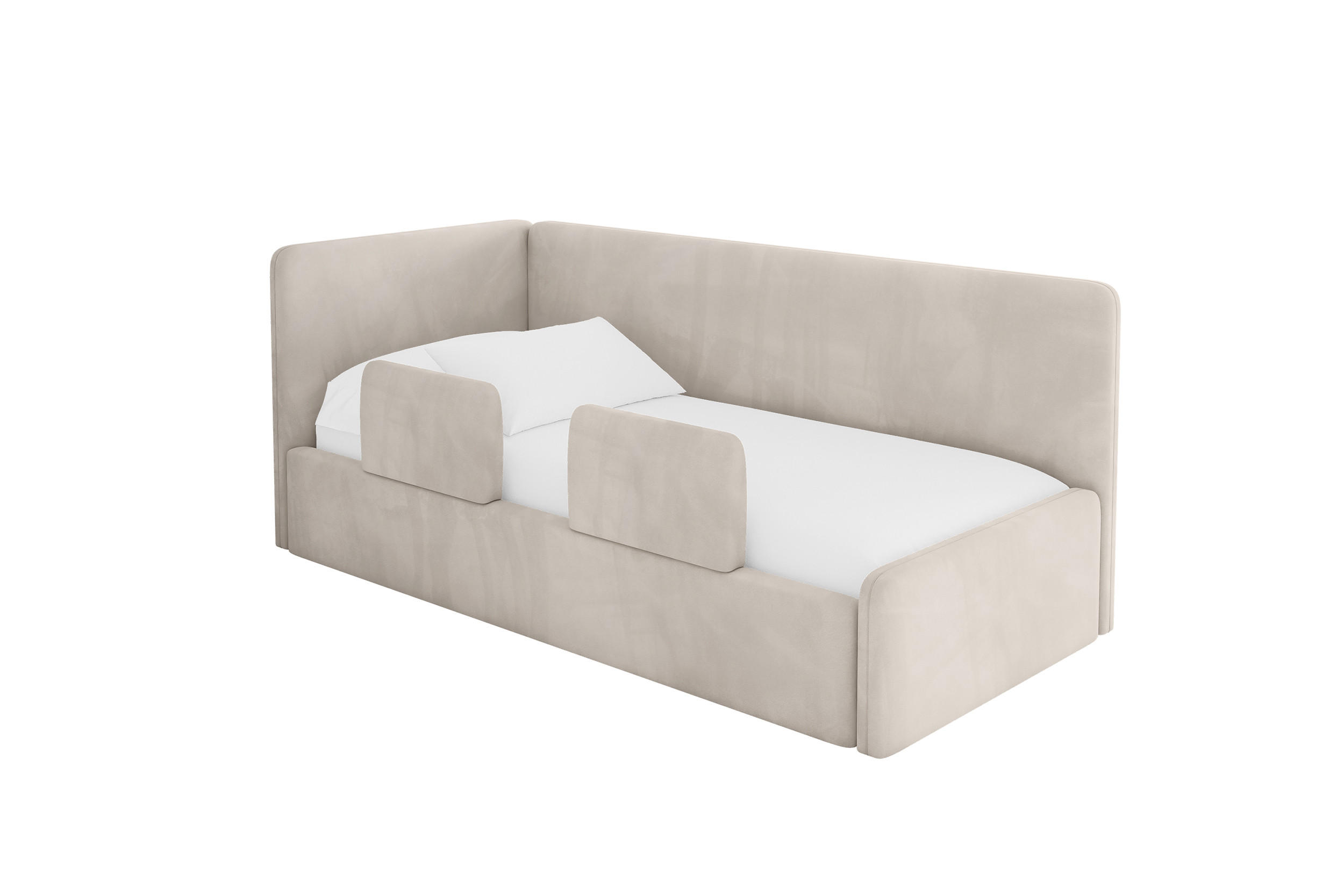 EINZELLBETT Jugendbett mit Bettkasten, Rechts - NORY 100x200 Beige - Sandfarben, Holzwerkstoff/Textil (100/200cm) - ALTDECOR