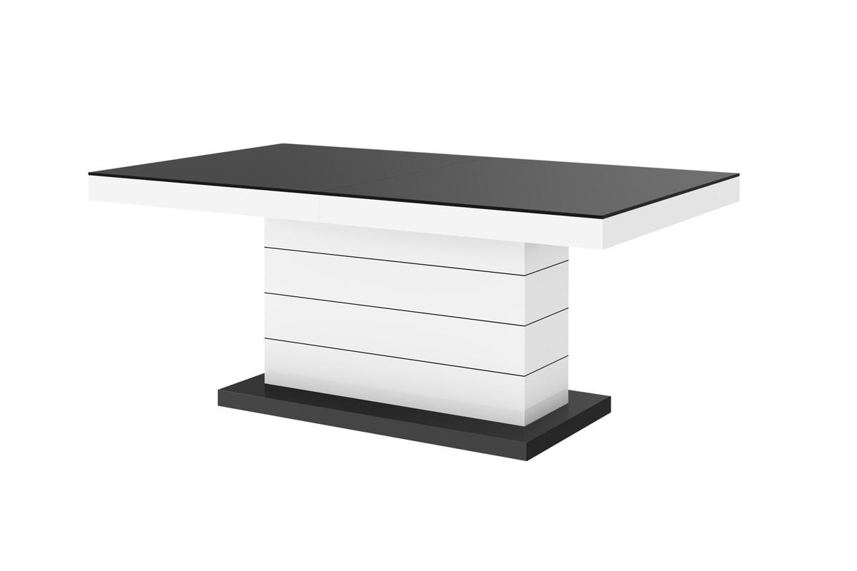 COUCHTISCH rechteckig Schwarz Weiß Hochglanz auziehbar höhenverstellbar 120/70/50 cm - Schwarz Hochglanz/Weiß Hochglanz, Holzwerkstoff (70/120/50cm)