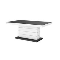 COUCHTISCH rechteckig Schwarz Weiß Hochglanz auziehbar höhenverstellbar 120/70/50 cm - Schwarz Hochglanz/Weiß Hochglanz, Holzwerkstoff (70/120/50cm)