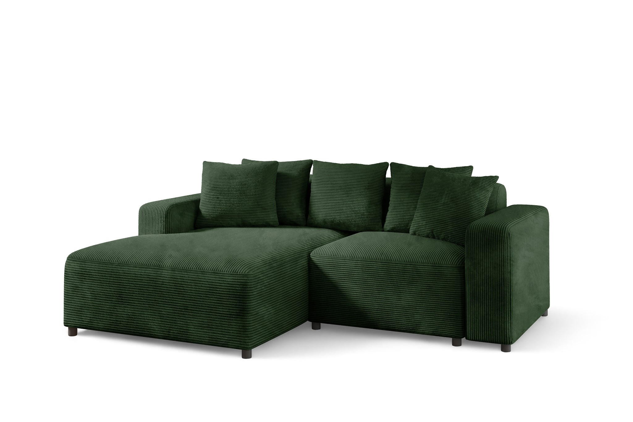 ECKSOFA Megan Xs In Stoff Poso - Dunkelgrün, Holzwerkstoff/Textil (240/165cm) - Fun Möbel