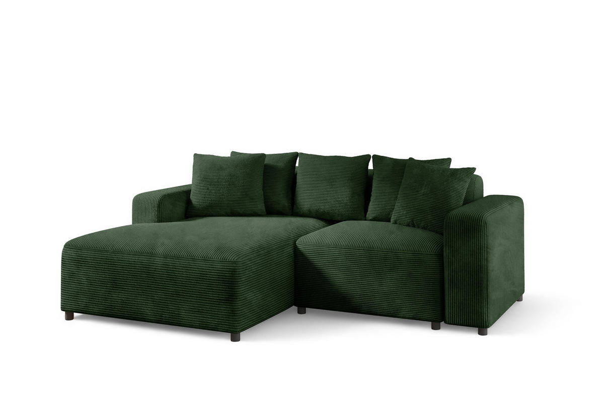 ECKSOFA Megan Xs In Stoff Poso - Dunkelgrün, Holzwerkstoff/Textil (240/165cm) - Fun Möbel
