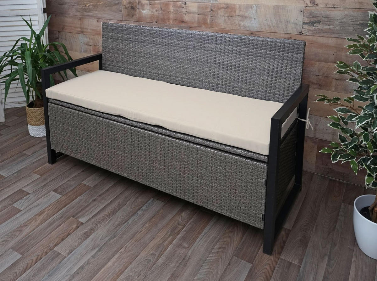 POLY-RATTAN 3ER SITZBANK Grau, Beige - Beige/Grau, Kunststoff (164/87/57cm) - MCW