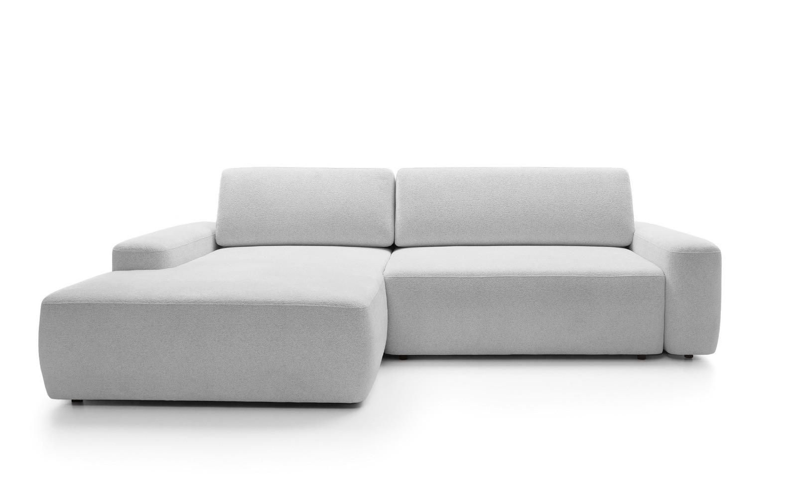 ECKSOFA BOULI 4-Sitzer Polstersofa Raven mit Schlaffunktion 130x210cm Bettzeugablage 264x162x82cm linksseitig Farbe: grau - Silberfarben, Holz/Textil (162/264cm) - DomoHome