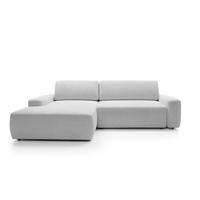 ECKSOFA BOULI 4-Sitzer Polstersofa Raven mit Schlaffunktion 130x210cm Bettzeugablage 264x162x82cm linksseitig Farbe: grau - Silberfarben, Holz/Textil (162/264cm) - DomoHome
