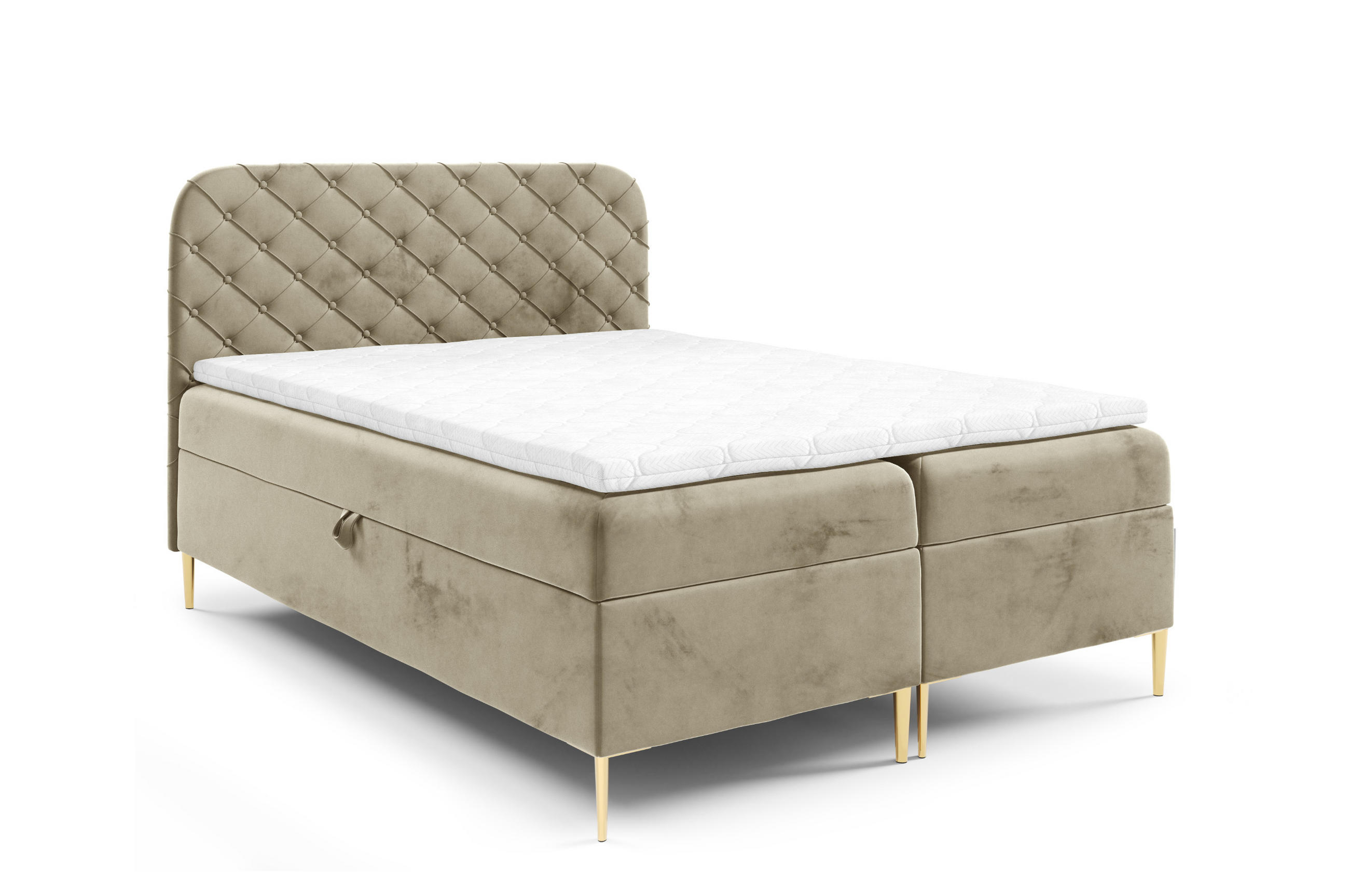 BOXBETT mit zwei Bettkasten 120x200 cm in Hellbraun - Hellbraun, Textil (120/200cm) - Home Collective