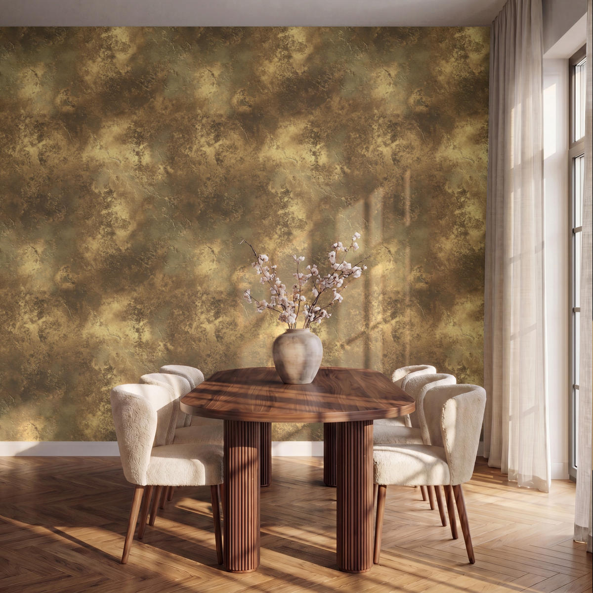 TAPETE - Antik - Metallic-Look - Gold - 350x280 cm - Messingfarben, Papier (350/280cm) - OnlyWow