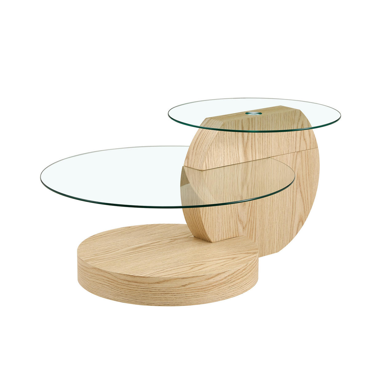 COUCHTISCH 70/70/44 cm mit Sicherheitsglas und mehrstufigen Ablageflächen, Transparent/Holzfarben - Klar, Holzwerkstoff (70/70/44cm) - Redom