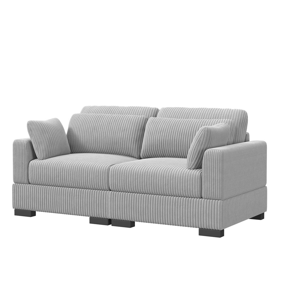 MODULAR-SOFA aus Cord Stoff, Grau - Grau, Holz (180/85/88cm)