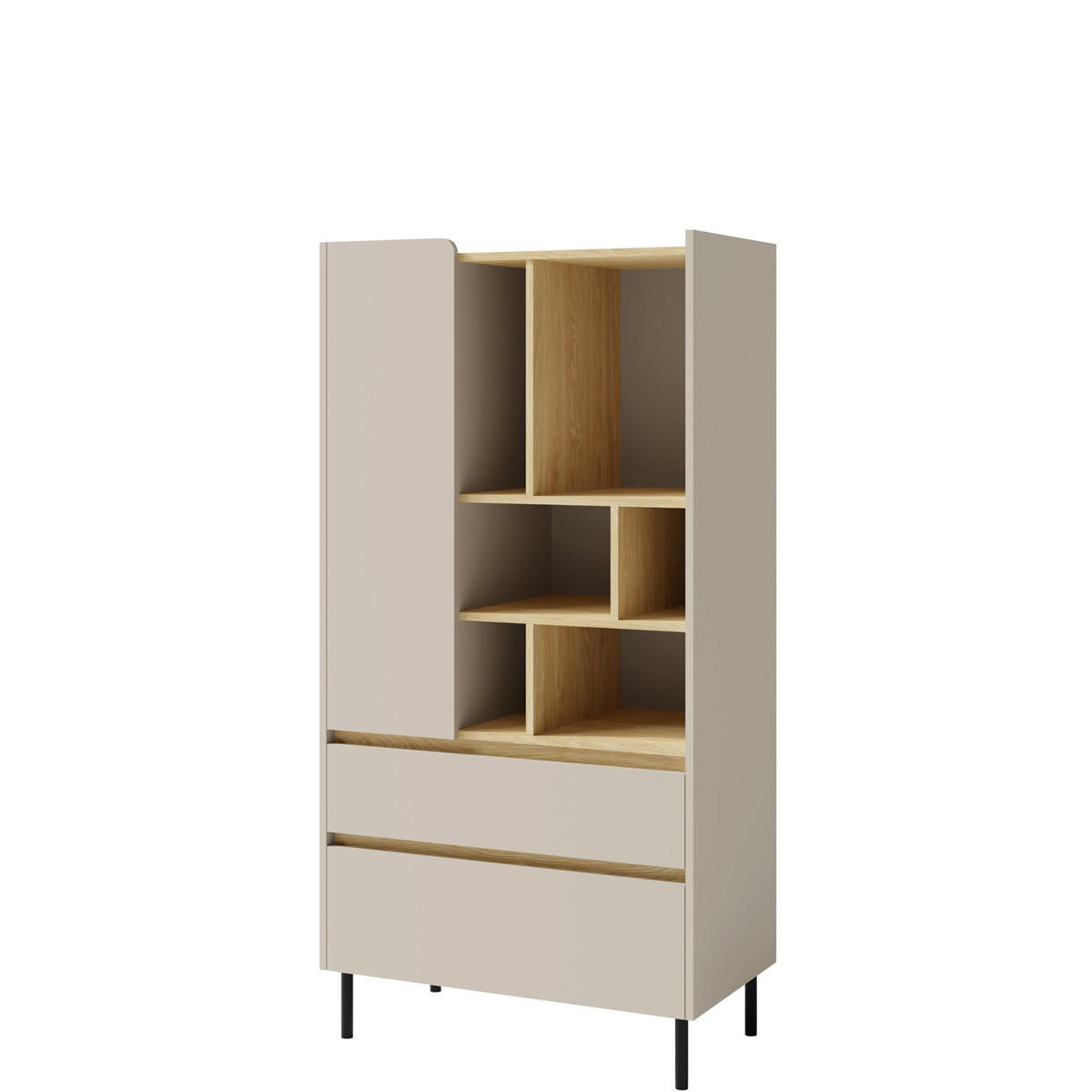 JUGENDZIMMER Laris Set B mit Bett 120 x 200 - Sandbeige / Eiche geölt - Eichefarben/Beige, Holzwerkstoff/Metall (145/195/50cm)