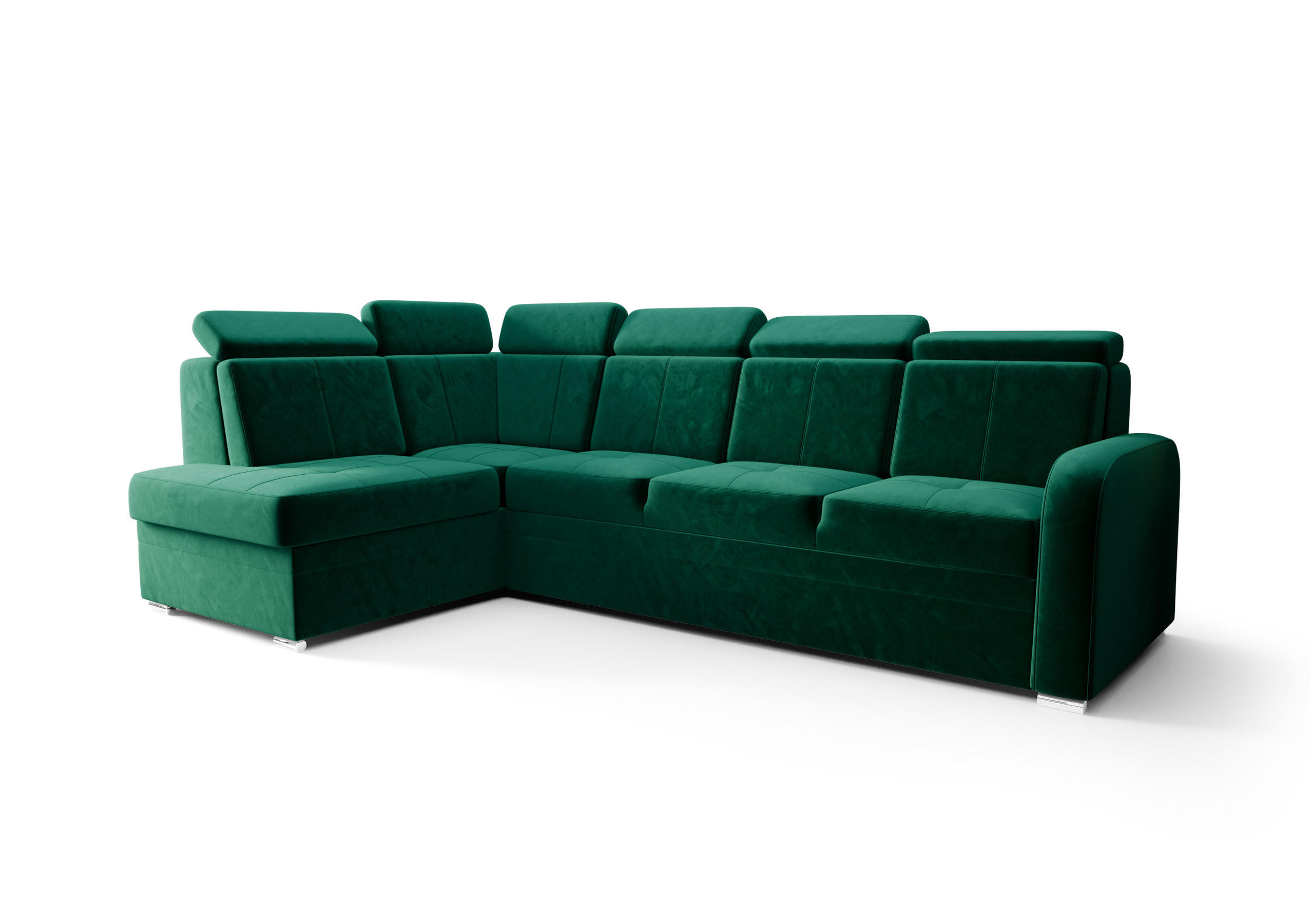 ECKSOFA KONGO RBN11, Eckcouch in L-Form mit Schlaffunktion, Farbe: Grün, Velourstoff, Ottomane Links - Grün, Textil (304/180cm) - O-Sofa