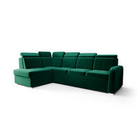 ECKSOFA KONGO RBN11, Eckcouch in L-Form mit Schlaffunktion, Farbe: Grün, Velourstoff, Ottomane Links - Grün, Textil (304/180cm) - O-Sofa
