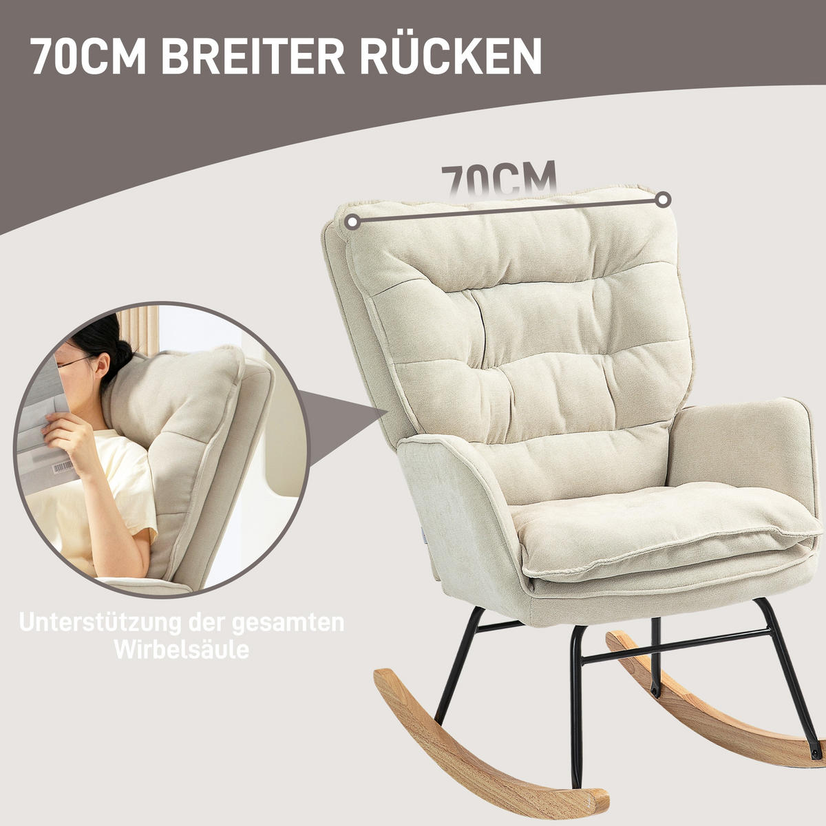 SCHAUKELSTUHL 98.5/71/97 cm Beige Chenilleoptik - Beige, Textil (98.5/97/71cm) - Oxeza
