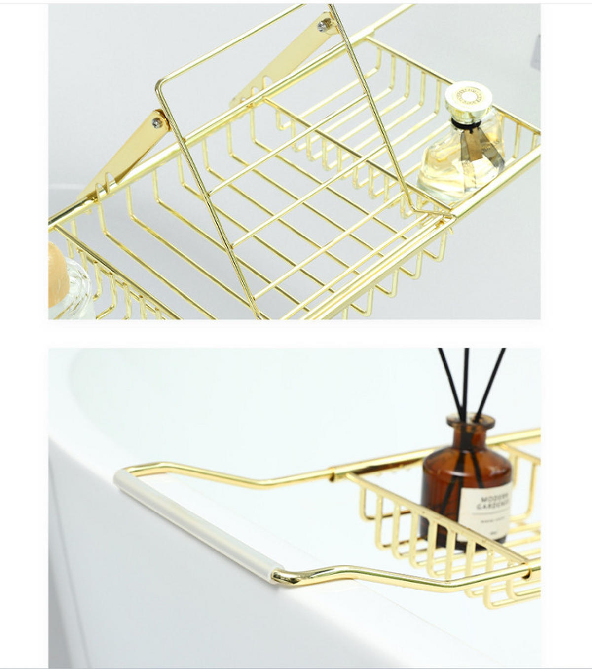 BADEWANNENABLAGE,MIT Halterung, (68–98) cm × 20 cm × 6 cm, Metall, Gold - Goldfarben, Metall (20/6/98cm) - Weltevree