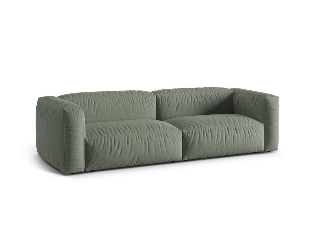 SOFA modular Martina aus strukturiertem Stoff moosgrün 3 Sitzplätze - Salbeigrün, Textil (106/75/240cm) - Micadoni
