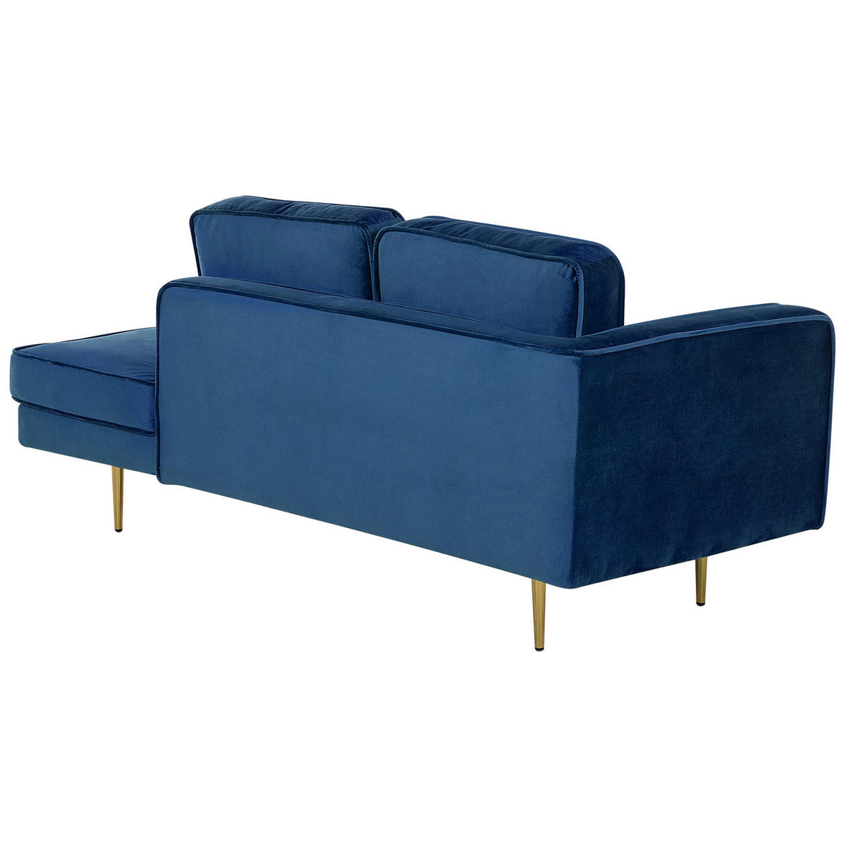 CHAISELONGUE Samtstoff marineblau linksseitig Miramas - Blau/Goldfarben, Textil (171/63/79cm) - Beliani