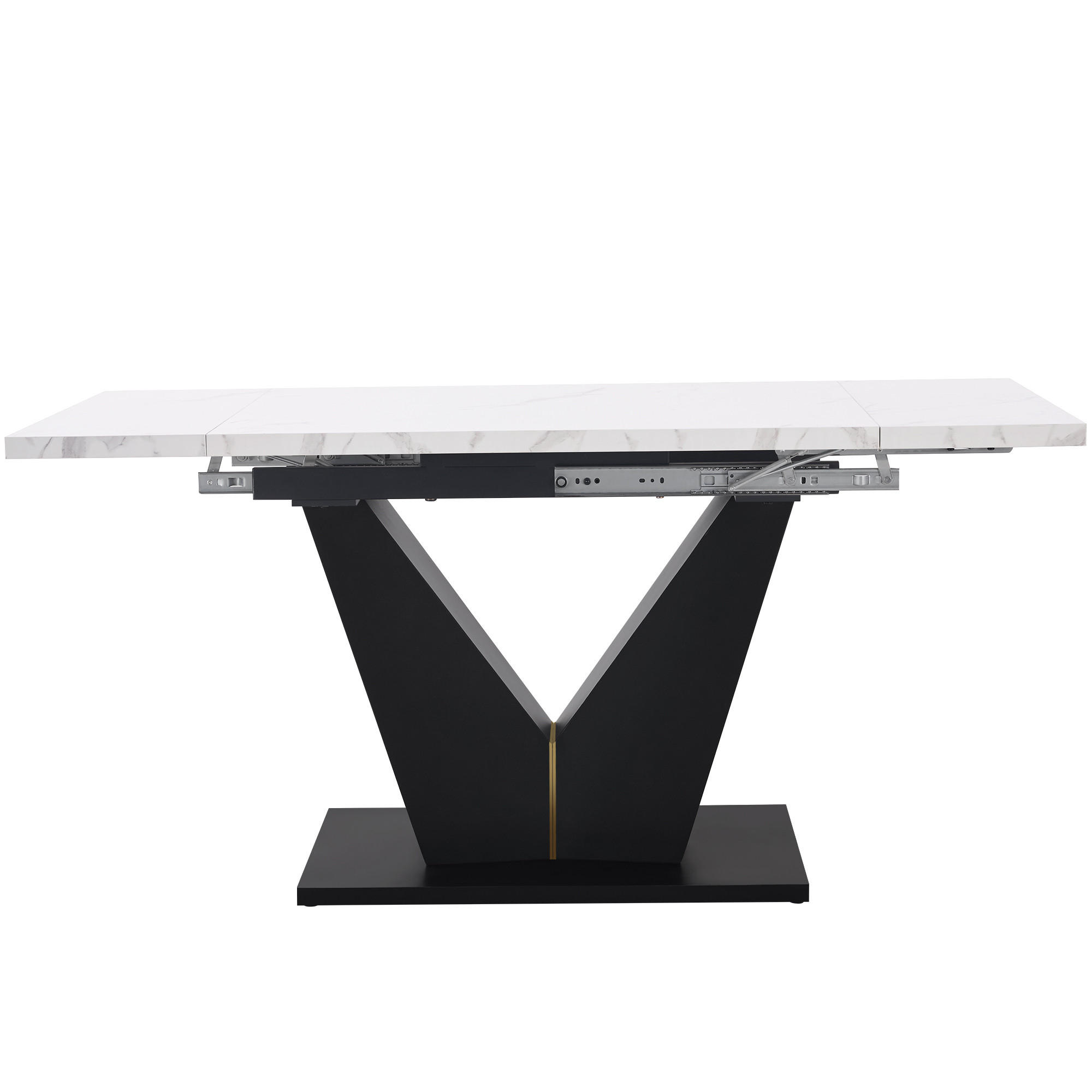 AUSZIEHTISCH Weiß Marmoroptik 99-159/75/75 cm - Weiß, Holz (75/99/75cm) - PANGIVO