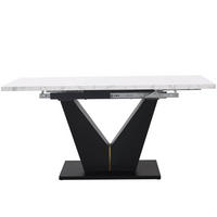AUSZIEHTISCH Weiß Marmoroptik 99-159/75/75 cm - Weiß, Holz (75/99/75cm) - PANGIVO