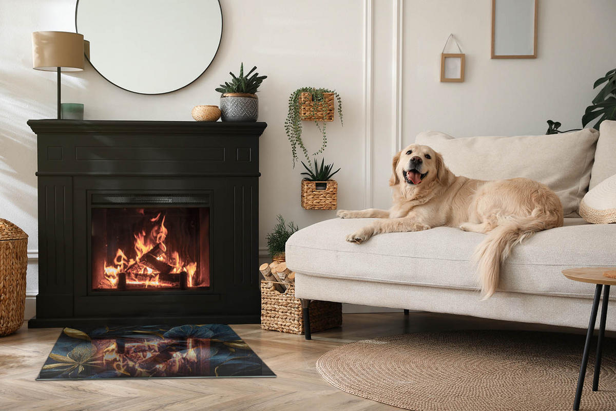 GLASPLATTE für Kamin 80x60 cm Marineblau - Dunkelblau, Glas (80/60/0.4cm) - ArtPrintCave