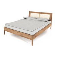 BETT MIT RATTANKOPFTEIL INA 200x190 Wildeiche - Eiche Bianco, Holz (200/190cm) - byoak