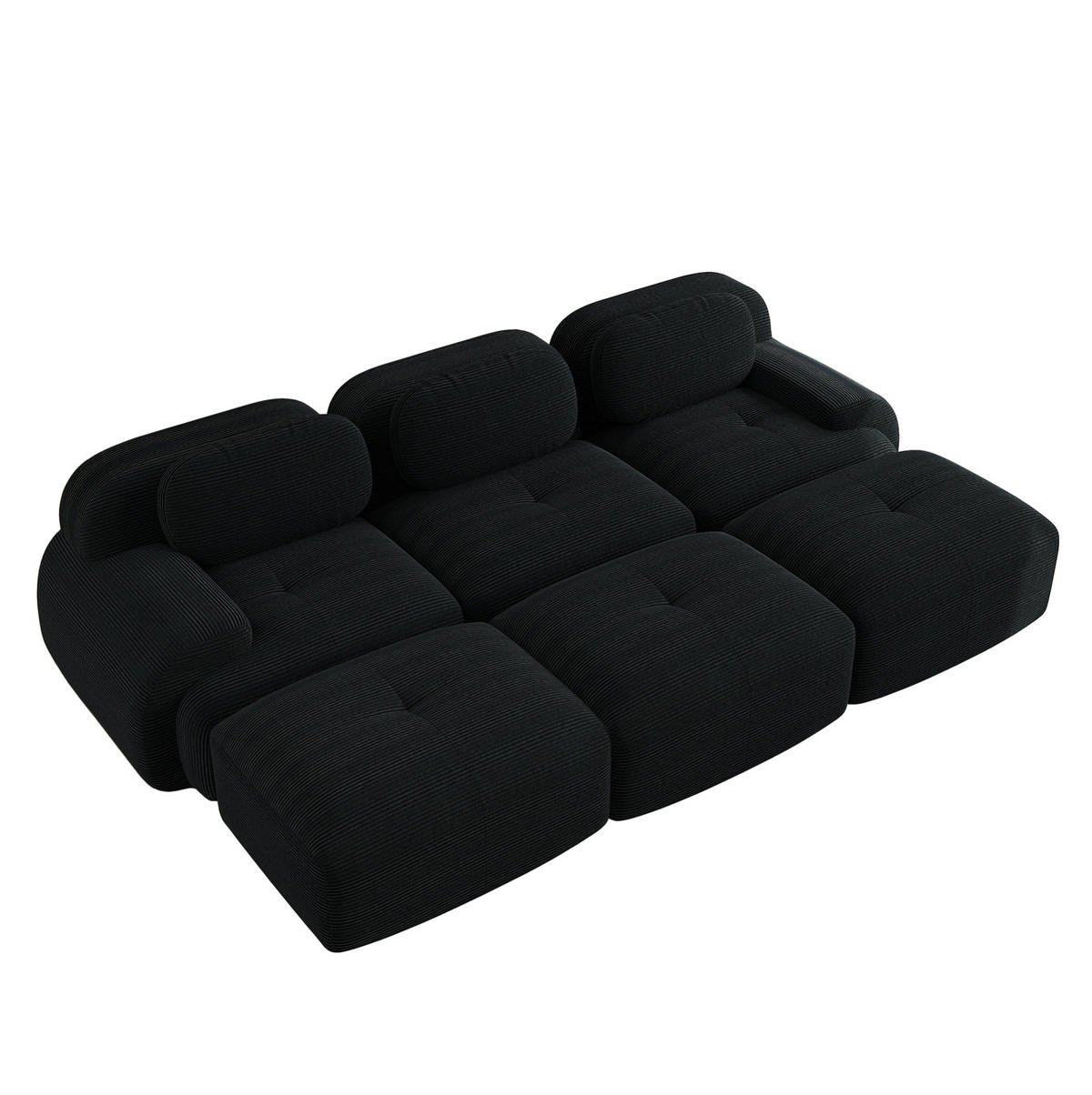 ECKSOFA 298/178/70 cm schwarz aus Cord modular und rahmenlos - Schwarz, Textil (178/298cm) - OKWISH