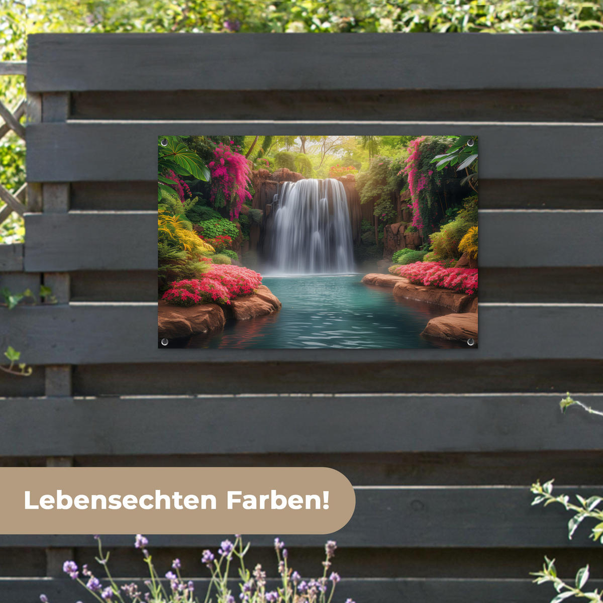 ZAHRADNÍ PLAKÁT Vodopád - Příroda - Rostliny - Džungle - Voda 90x60 cm - zelená barva, plast (90/60/0.2cm) - OnlyWow