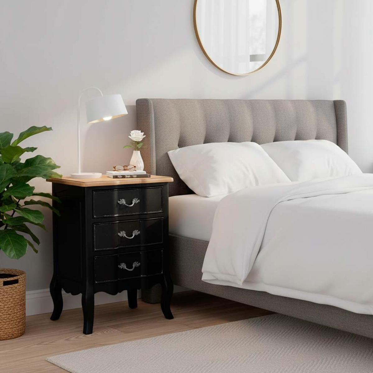 NACHTTISCH aus Holz, schwarz, 50x40x70cm - Schwarz, Metall (50/70/40cm) - Wanderlust