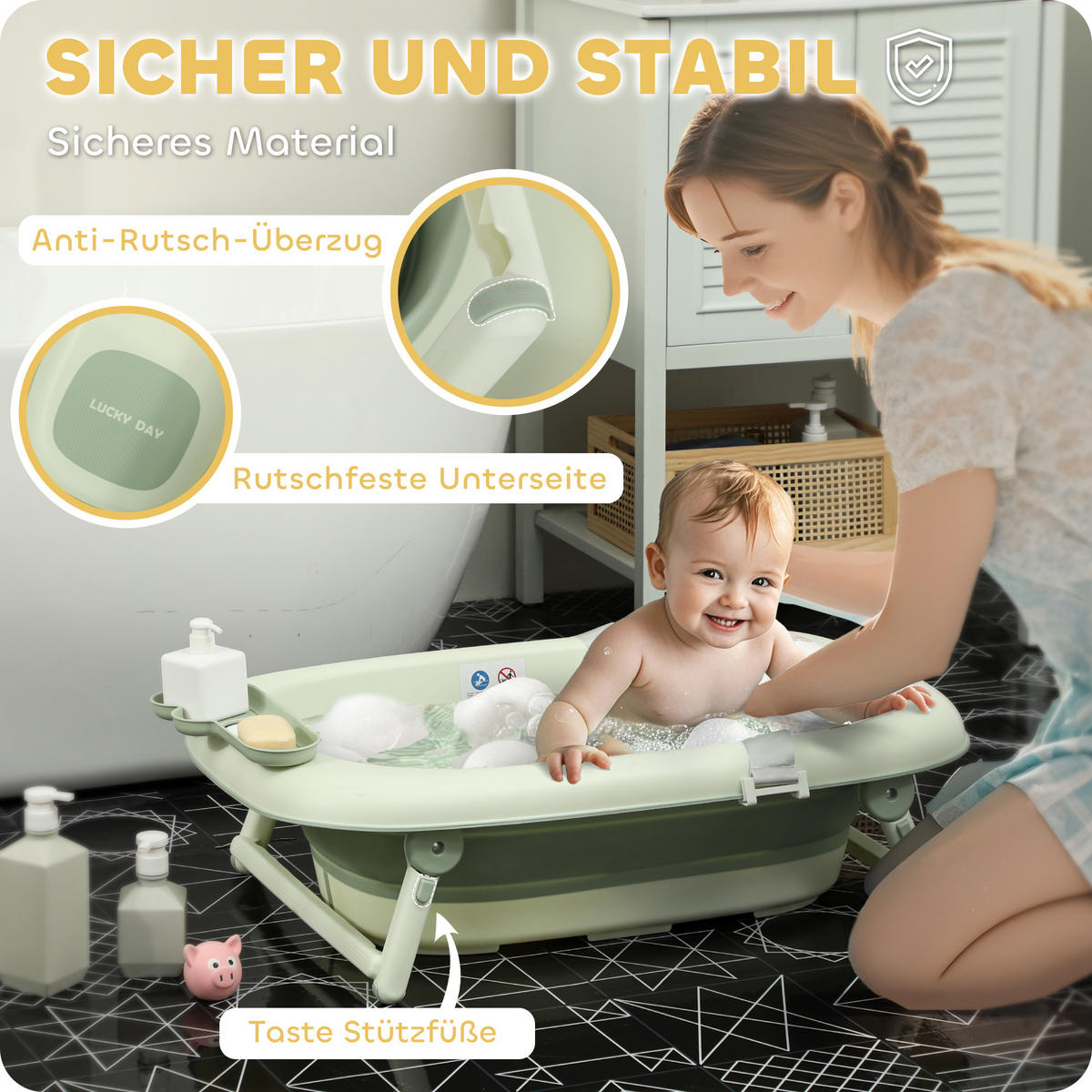 BABYWANNE, Kunststoff, Polyester, Grün - Grün, Kunststoff (53/86cm) - AIYAPLAY