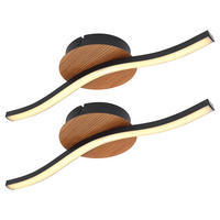 LED DECKENLEUCHTE Metall Holzoptik Schwarz - Schwarz, Metall (45/13/7.3cm) - Globo Lighting