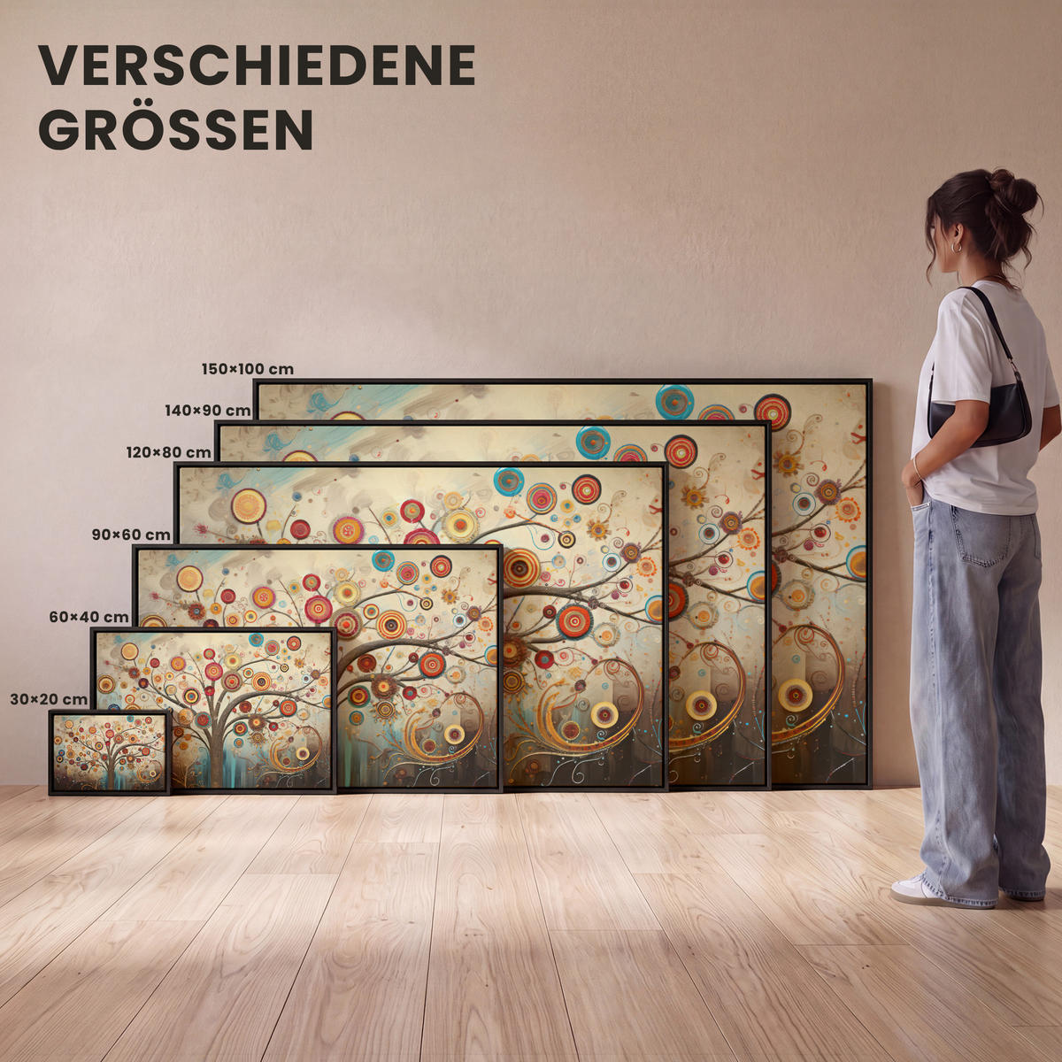 LEINWAND Bilder mit Rahmen - Baum - Baum des Lebens - Farbe - 120x80 - Braun, Textil (120/80cm) - MuchoWow