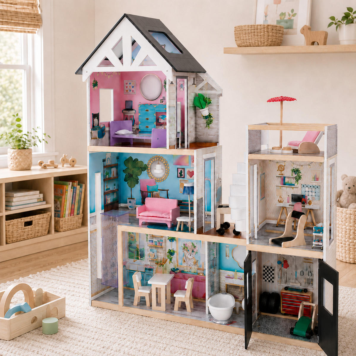 PUPPENHAUS, Mehrfarbig, 125cm - Multicolor, Holz (116/125/34cm) - Teamson Kids