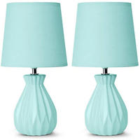 TISCHLAMPE SOTER 2-er Set, Mint - Mintgrün, Keramik/Textil (18/18/35cm) - KONSIMO®
